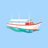 Leisure Ship on the Water. Vector Illustration