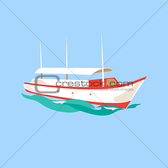 Leisure Ship on the Water. Vector Illustration