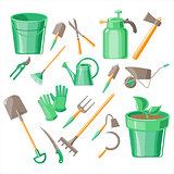 Gardening Tools Vector Illustration Set