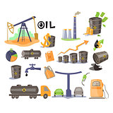 Oil Icon Set. Vector Illustration