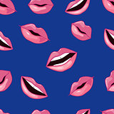 Pink Lips Pattern. Vector Illustration