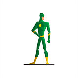 Superhero Wearing Green Suite Vector Illustration