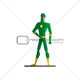Superhero Wearing Green Suite Vector Illustration