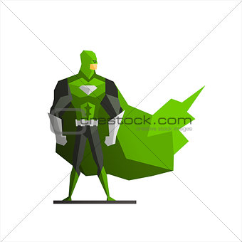 Superhero In Green Suite Vector Illustration