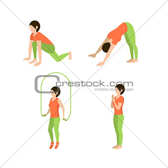 Fitness Excercises for Women, Vector Set