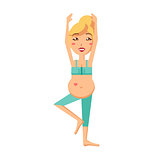 Pregnant Woman Doing Exercise. Vector Illustration