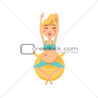 Pregnant Woman Exercising on a Fitball. Vector Illustration