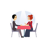 Date in a Restaurant. Daily Routine Activities of Women. Vector Illustration