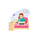 Reading. Daily Routine Activities of Women. Vector Illustration