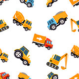 Work Trucks Seamless Pattern. Vector Illustration