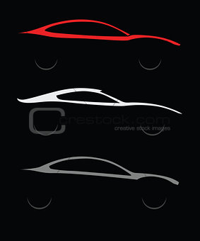 Set of car silhouette
