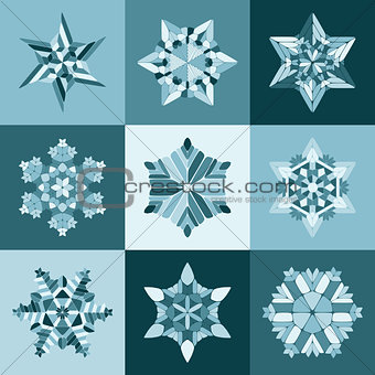 Vector Blue White SnowFlake Shape Elements