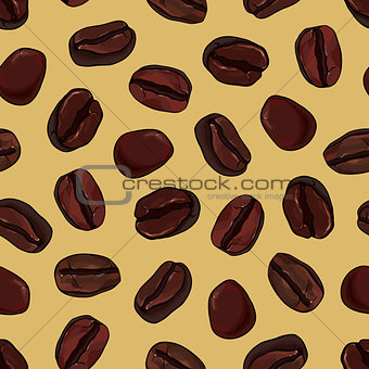 coffee beans seamless background, vector