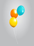 Balloons 3D over gray background