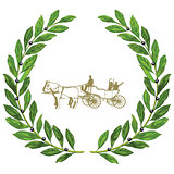 Wedding carriage with laurel wreath