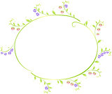 Frame in the shape of an ellipse of berries and flowers. EPS10 vector illustration