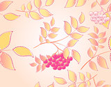 Seamless autumn background with leaves and rowan. EPS10 vector illustration