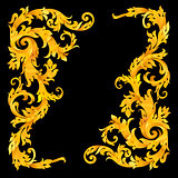 Rich gold vector baroque curly ornamental corners for design