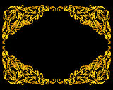 Rich gold vector baroque curly ornamental frame for design