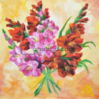 Gladiolus Flowers Painting. Vector
