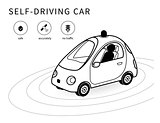 Self-driving car line icon