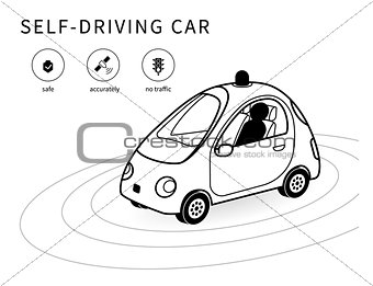 Self-driving car line icon