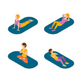 Yoga and Stretching for Women, Vector Set