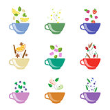Tea Flavors Vector Illustration Set