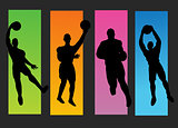 Set of basketball players silhouette