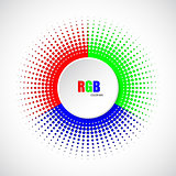 Abstract rgb halftone background with 3d button