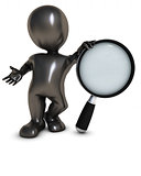 3D Morph Man searching with magnifying glass