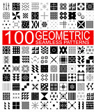 Collection of 100 different vector geometric seamless patterns 