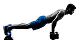 man exercising fitness crunches silhouette