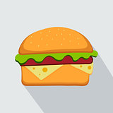 hamburger icon  symbol with long shadow. Vector illustration eps 10.