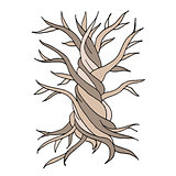 Abstract old tree with roots, zen doodle for your design
