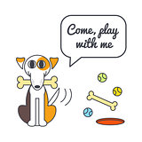 Playful dog with speech bubble and saying