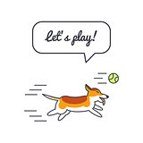 Running corgi dog with speech bubble and saying