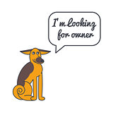 Adult dog with speech bubble and saying