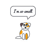 Small puppy with speech bubble and saying