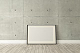 Black picture frames decor with concrete wall, background, templ