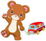 Teddy Bear Plays Toy Bus