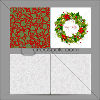 Christmas card, wreath for your design