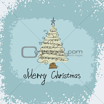 Doodle card - abstract christmas tree.