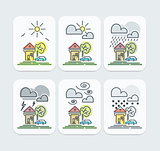 Set of Colored Weather Forecast icons