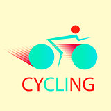 Vector logo design template. Silhouette of racing cyclist. Retro and vintage illustration. Cycling road, summer sports icons.