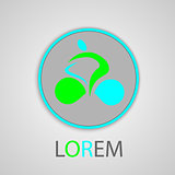 Vector logo design template. Abstract stiylized racing cyclist with circle. Cycling road, sportsmen on white background, summer sports icons.