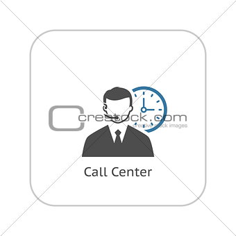 Call Center Icon. Flat Design.