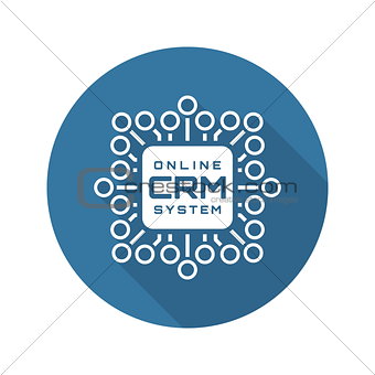 Online CRM System Icon. Flat Design.