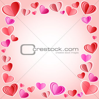 Vector frame made of hearts