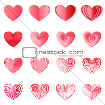 vector hearts set